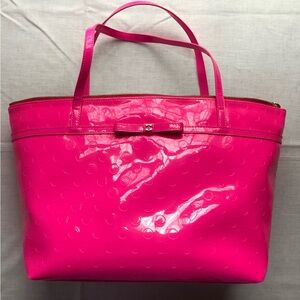 kate spade Hot Pink Patent Tote with Bow Detail